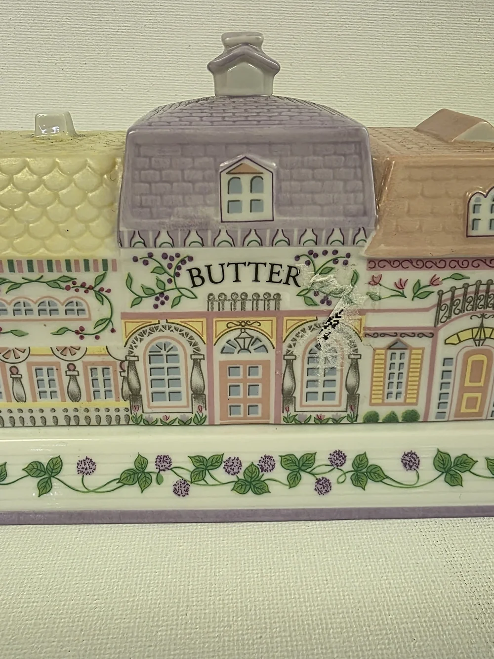 Lenox Village Butter Dish Porcelain 1994 Handmade, 2-Piece Set, Collectible